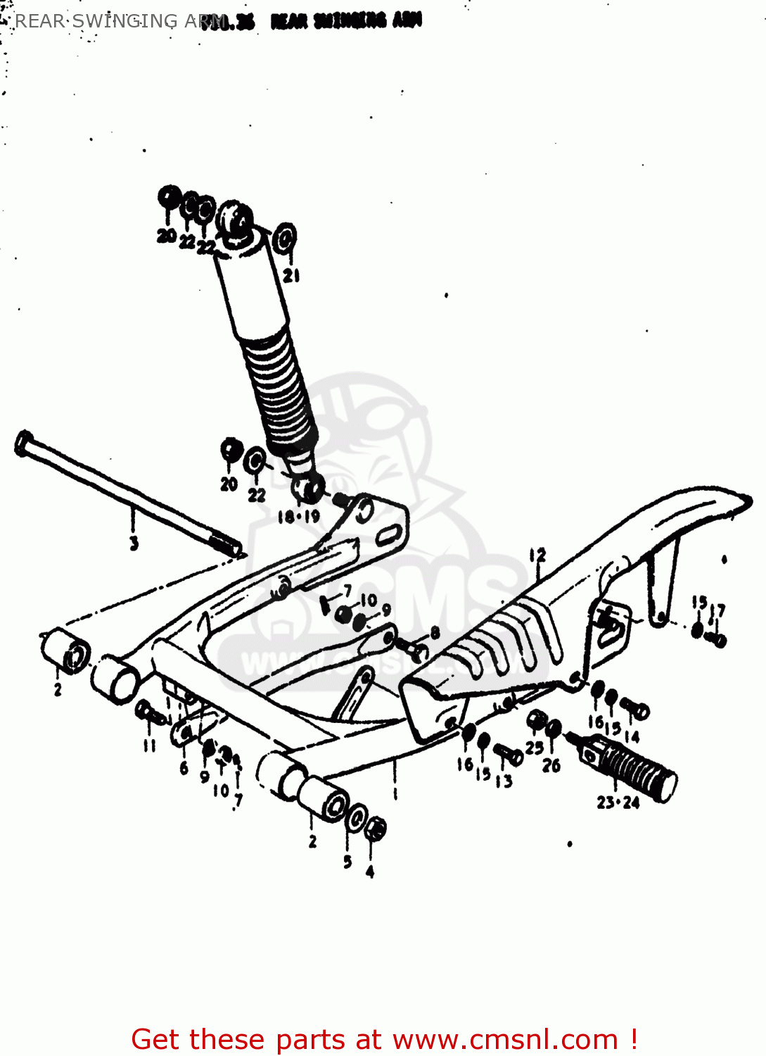 REAR SWINGING ARM RV125 1977 (B) USA (E03)