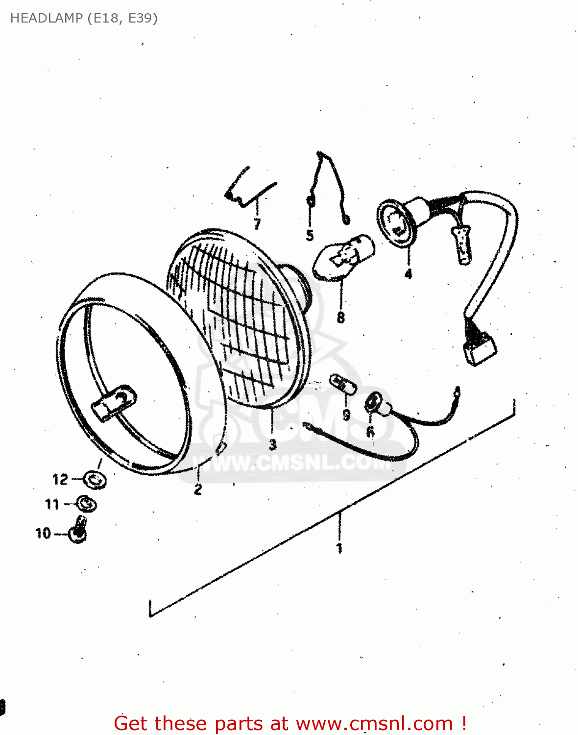HEADLAMP (E18, E39) RV50 1981 (X) (E01)