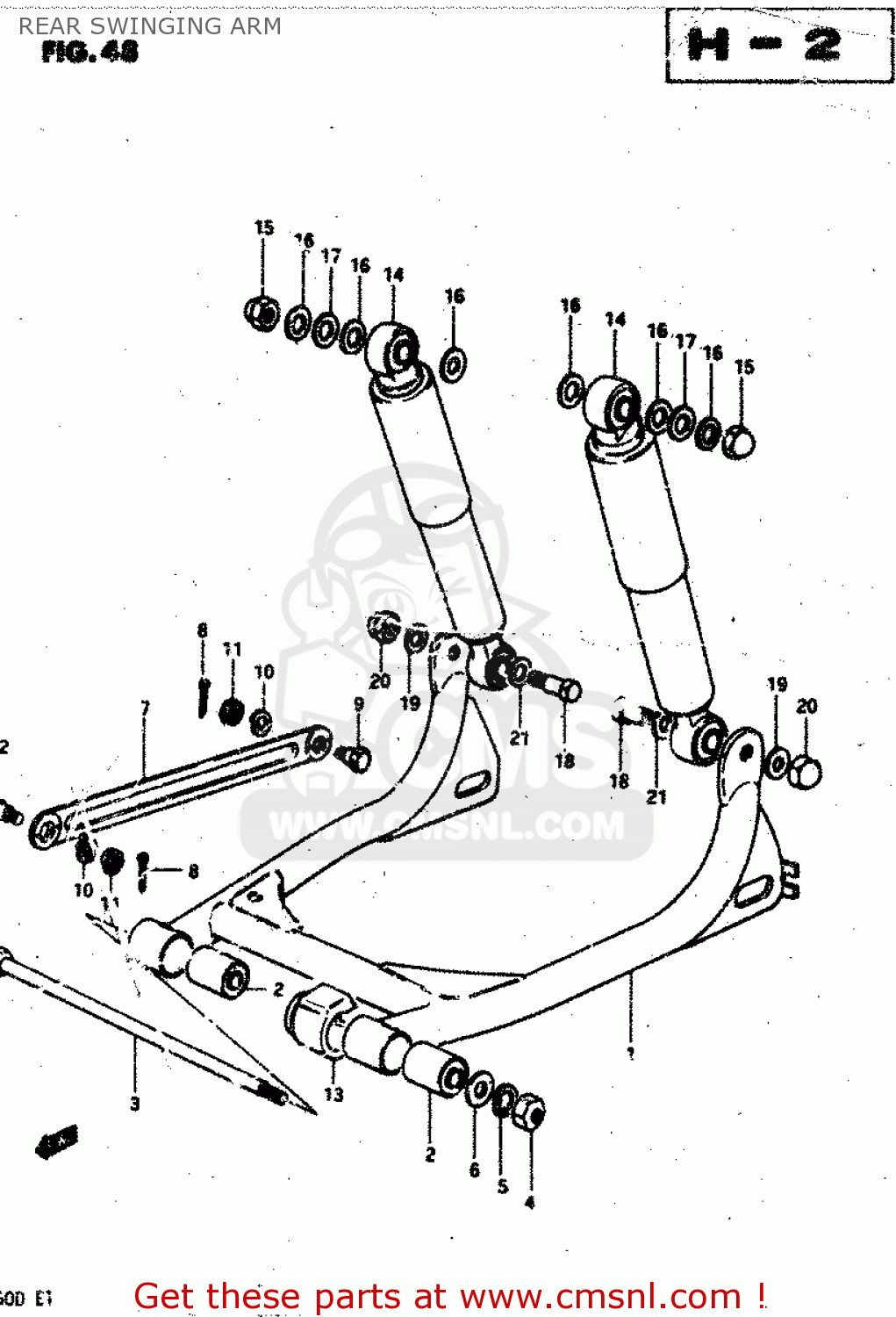 REAR SWINGING ARM RV50 1981 (X) (E01)
