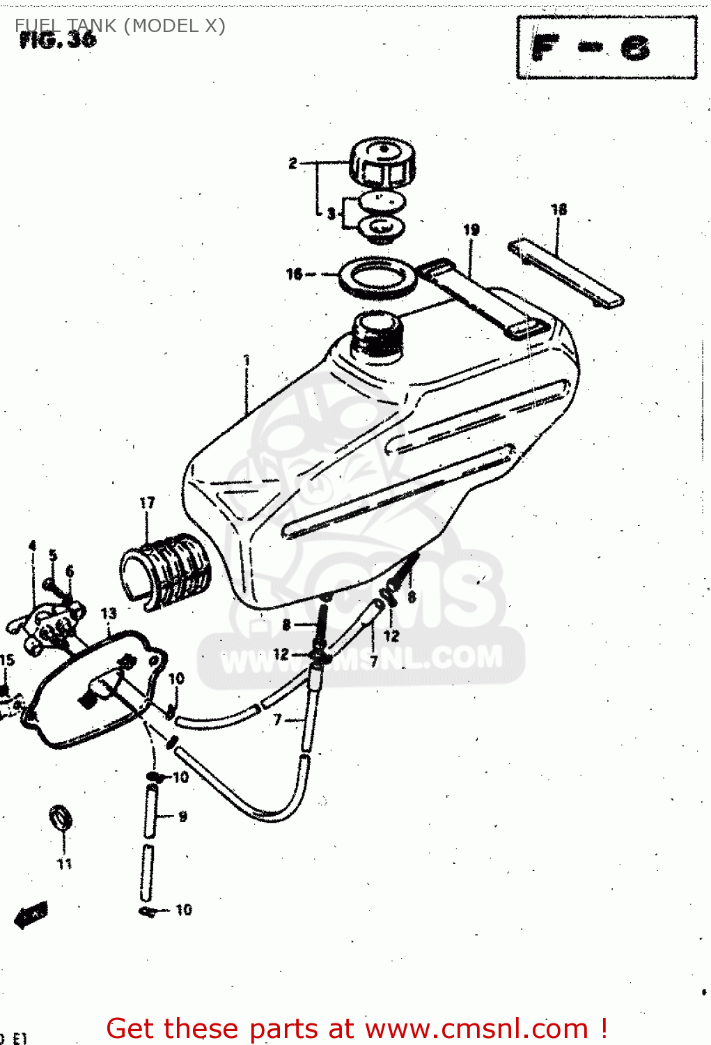 FUEL TANK (MODEL X) RV50 1983 (D) (E01)