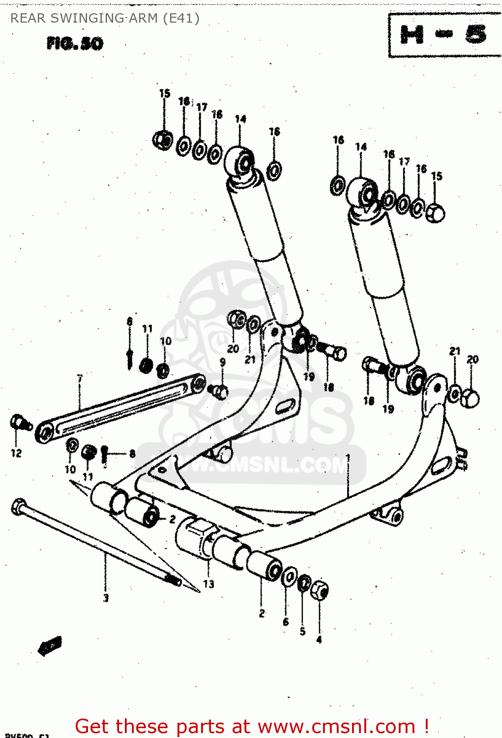 REAR SWINGING ARM (E41) RV50 1983 (D) (E01)