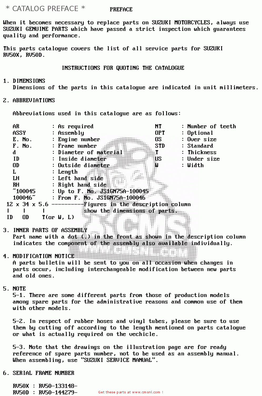 * CATALOG PREFACE * RV50 1983 (D) (E01)