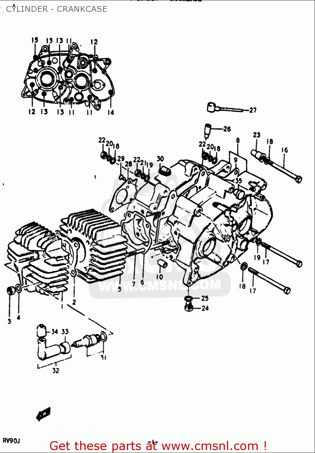 CYLINDER - CRANKCASE RV90 1972 (J) USA (E03)