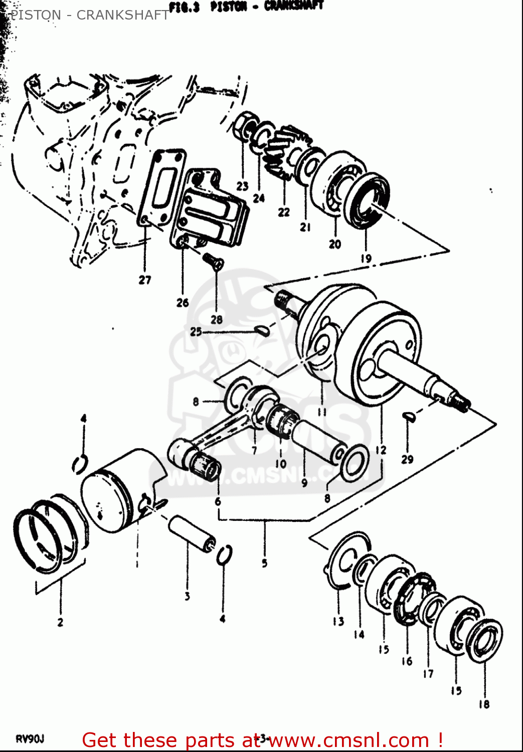 PISTON - CRANKSHAFT RV90 1972 (J) USA (E03)