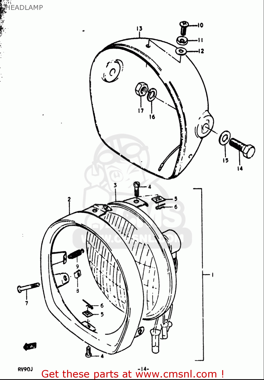 HEADLAMP RV90 1972 (J) USA (E03)