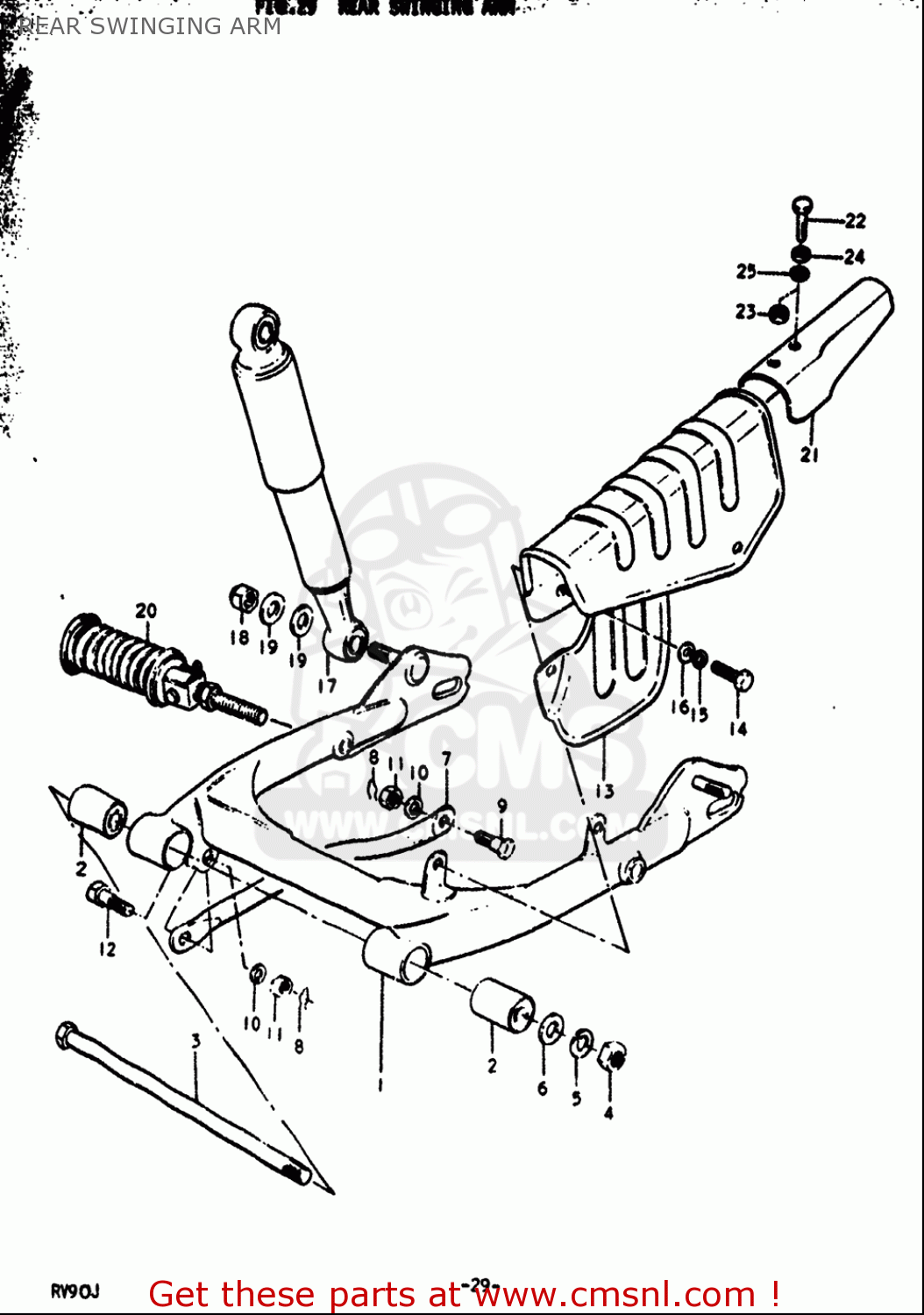REAR SWINGING ARM RV90 1972 (J) USA (E03)