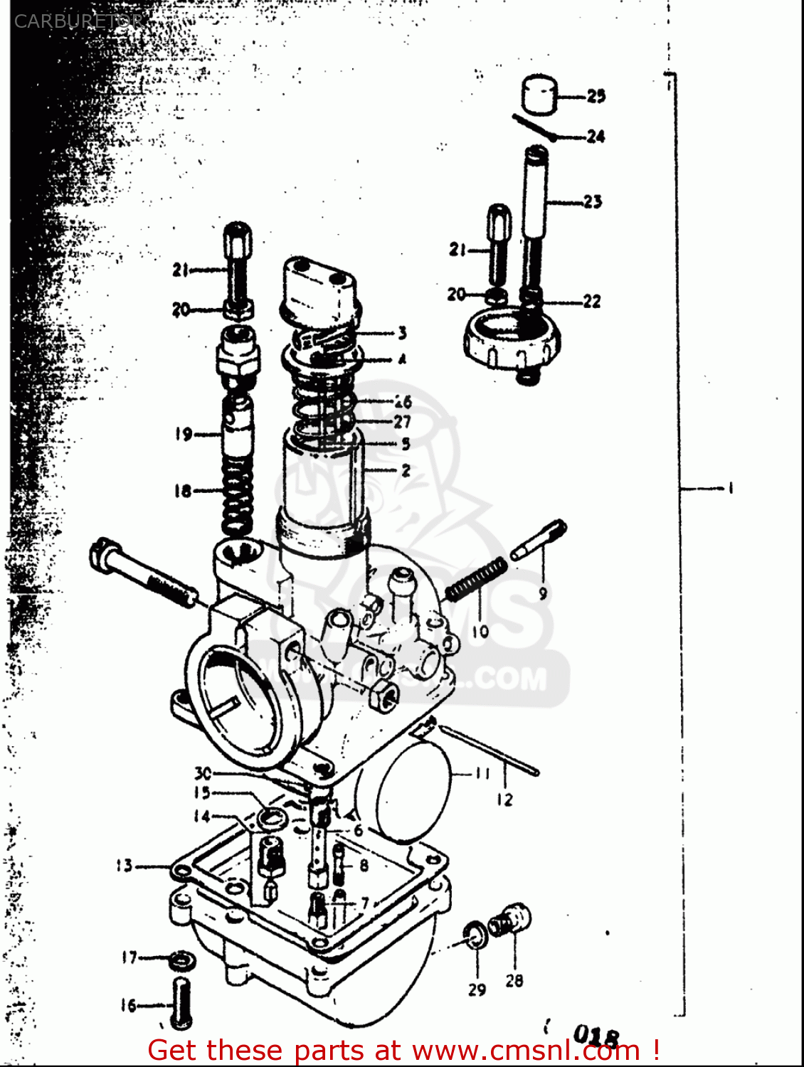 Suzuki Rv90 1973-1977 (usa) Carburetor - schematic partsfiche