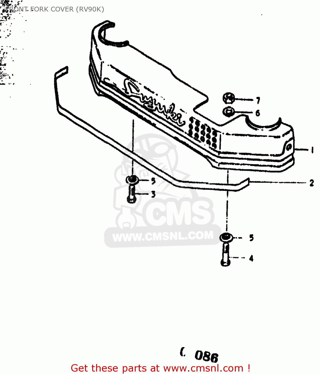 FRONT FORK COVER (RV90K) RV90 1973 (K) USA (E03)