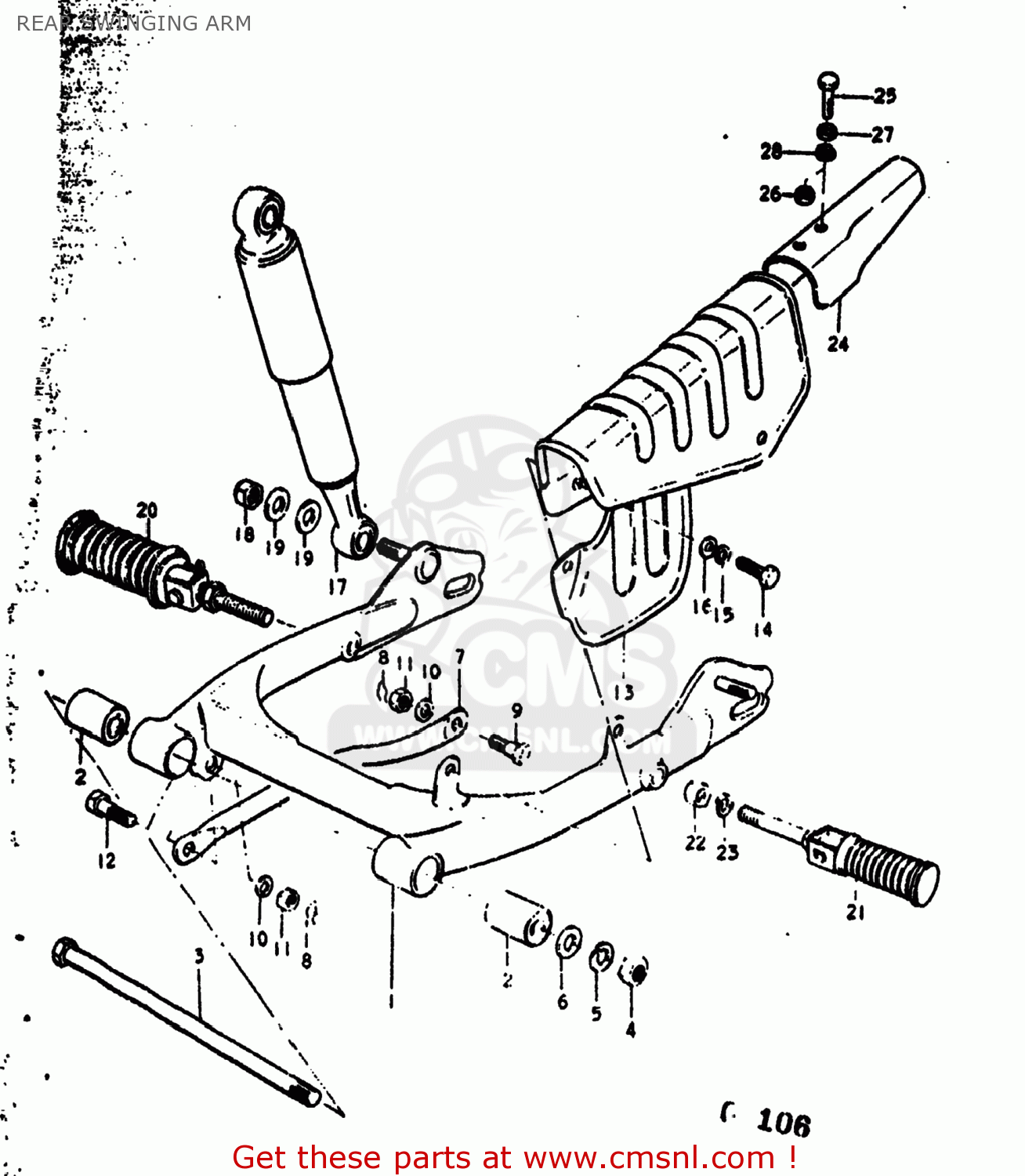 REAR SWINGING ARM RV90 1973 (K) USA (E03)
