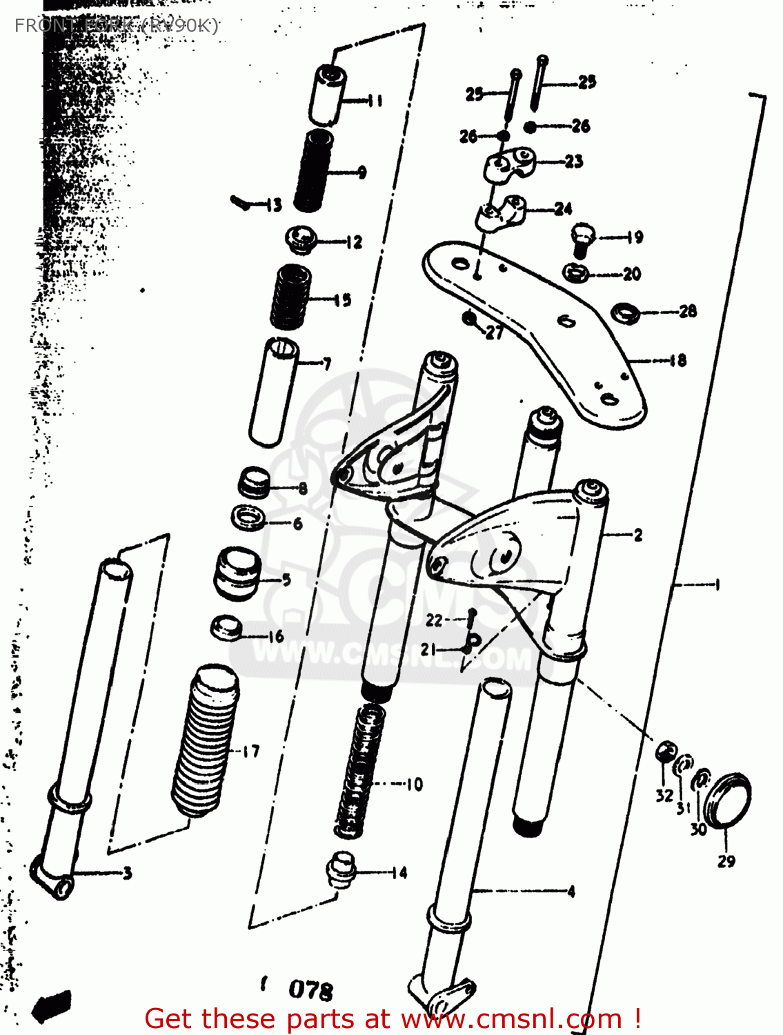 FRONT FORK (RV90K) RV90 1974 (L) USA (E03)