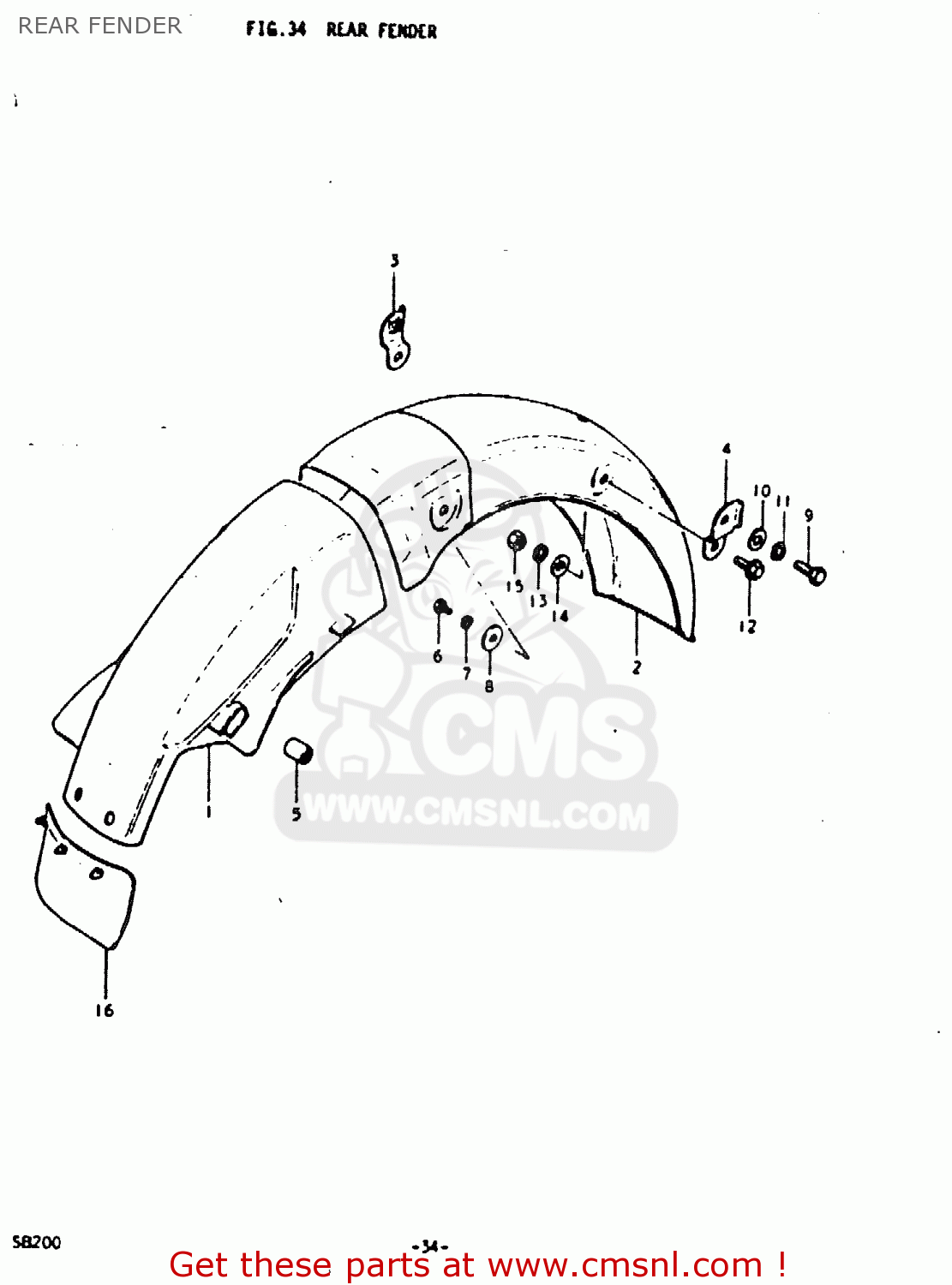 Suzuki SB200 1979 (N) (E02) REAR FENDER - buy original REAR FENDER ...