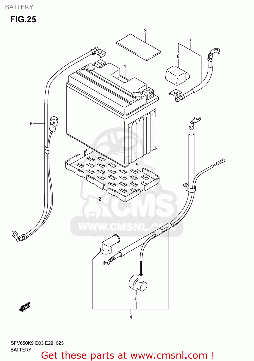BATTERY SFV650 GLADIUS 2009 (K9) USA (E03)