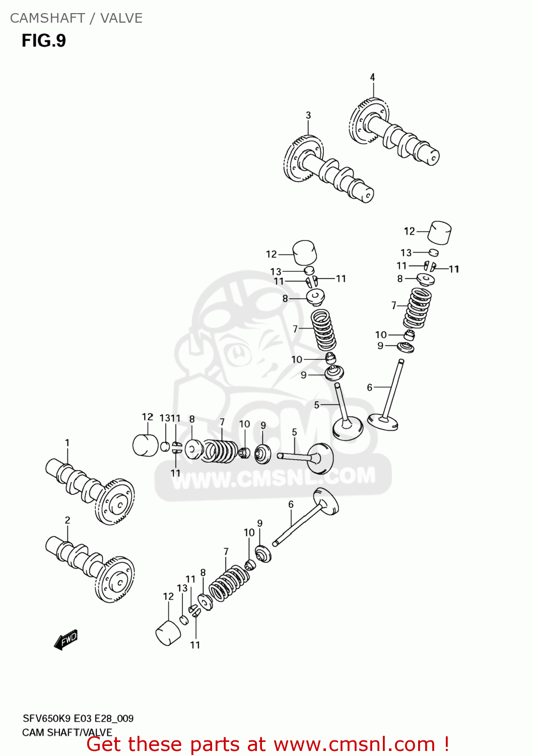 CAMSHAFT / VALVE SFV650 GLADIUS 2009 (K9) USA (E03)