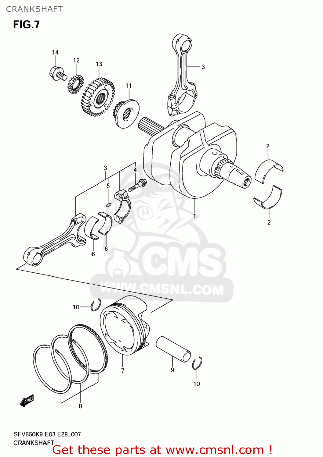 CRANKSHAFT SFV650 GLADIUS 2009 (K9) USA (E03)
