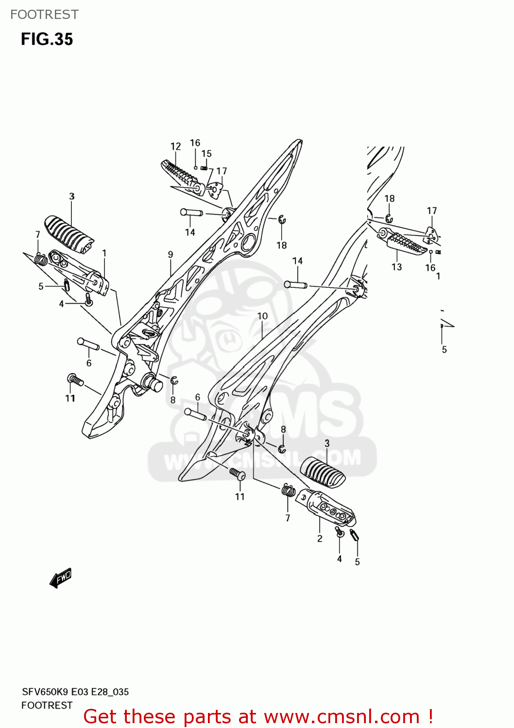 FOOTREST SFV650 GLADIUS 2009 (K9) USA (E03)
