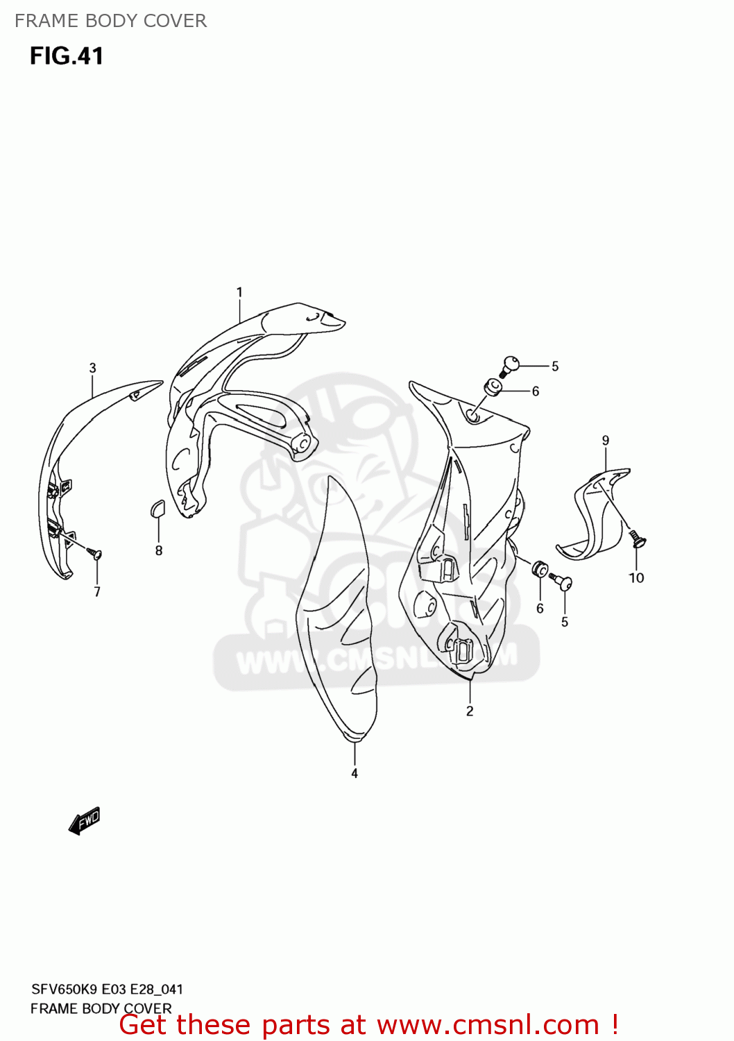 FRAME BODY COVER SFV650 GLADIUS 2009 (K9) USA (E03)