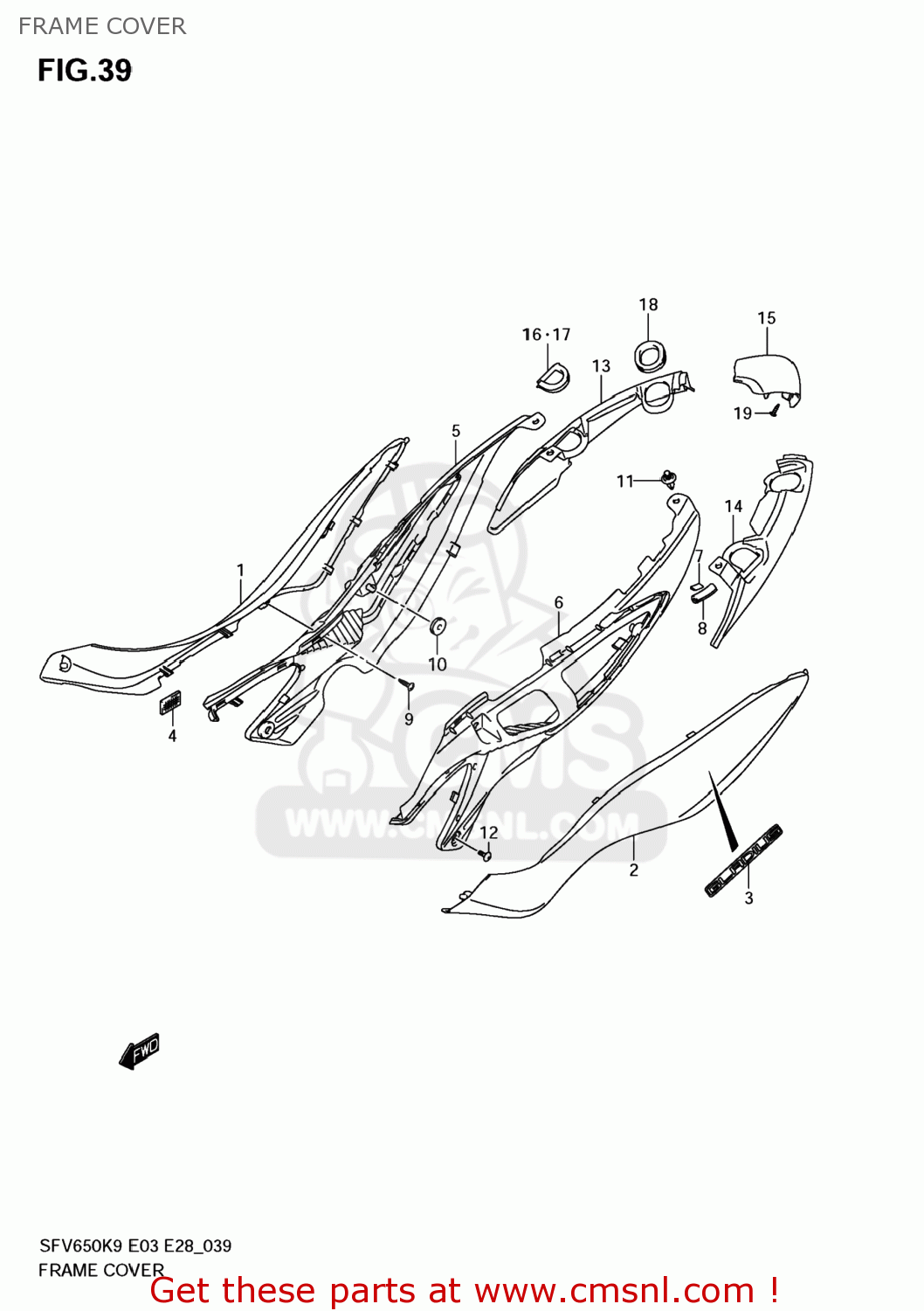 FRAME COVER SFV650 GLADIUS 2009 (K9) USA (E03)