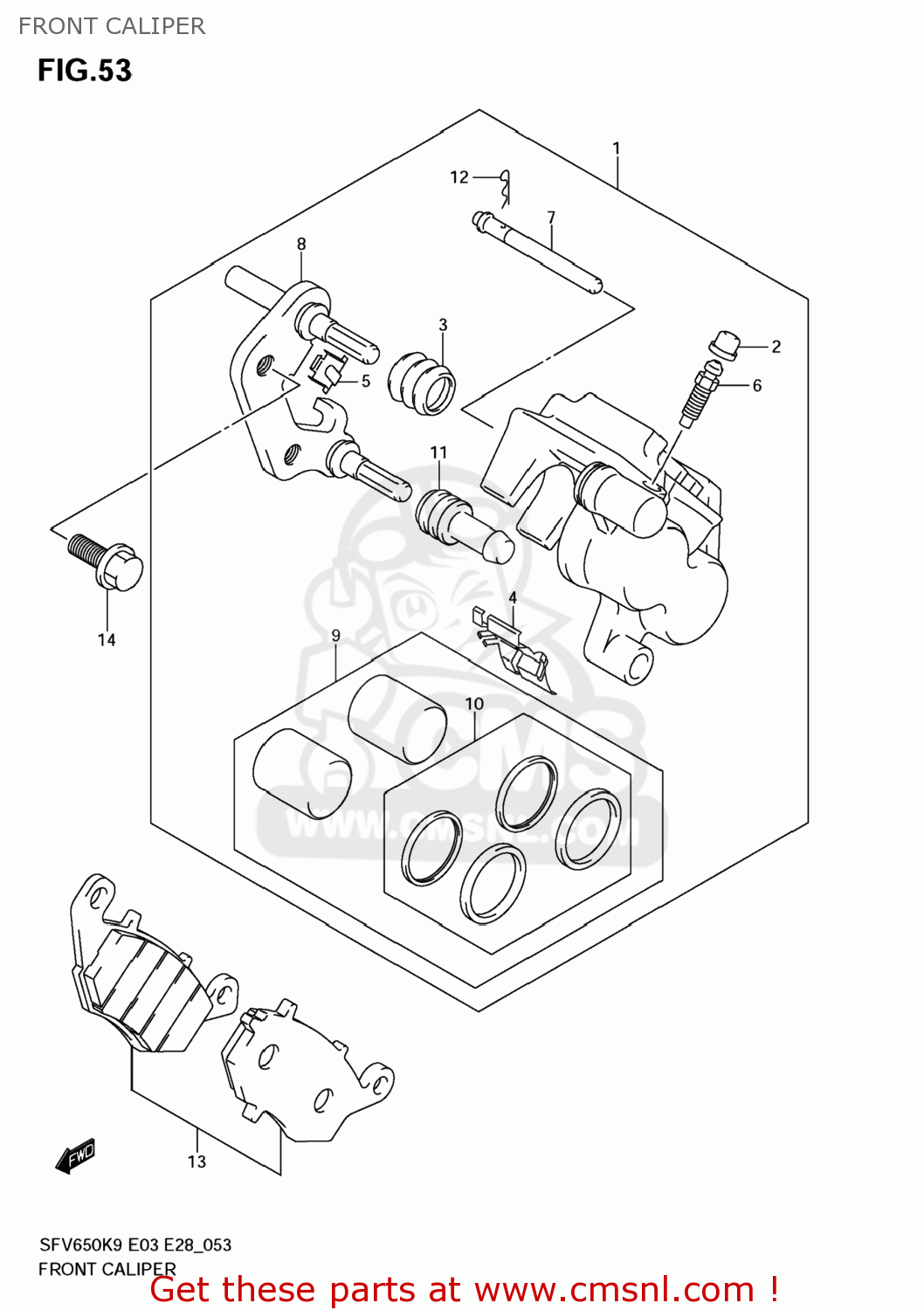 FRONT CALIPER SFV650 GLADIUS 2009 (K9) USA (E03)