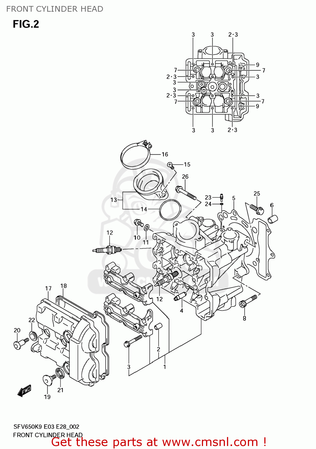 FRONT CYLINDER HEAD SFV650 GLADIUS 2009 (K9) USA (E03)