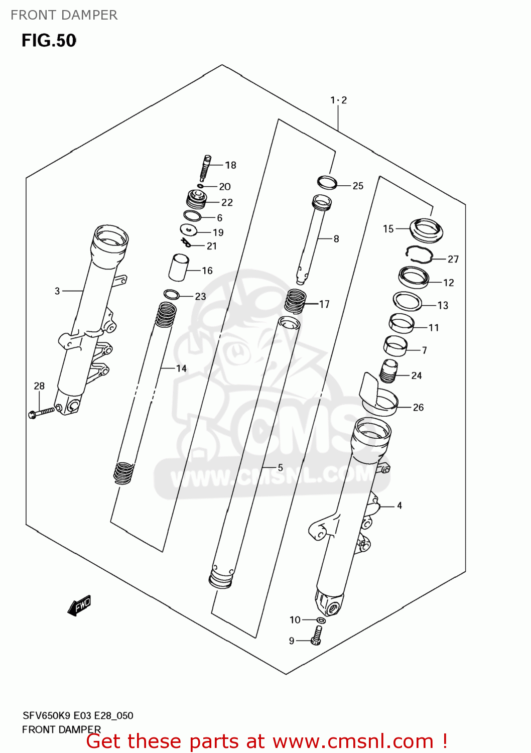 FRONT DAMPER SFV650 GLADIUS 2009 (K9) USA (E03)