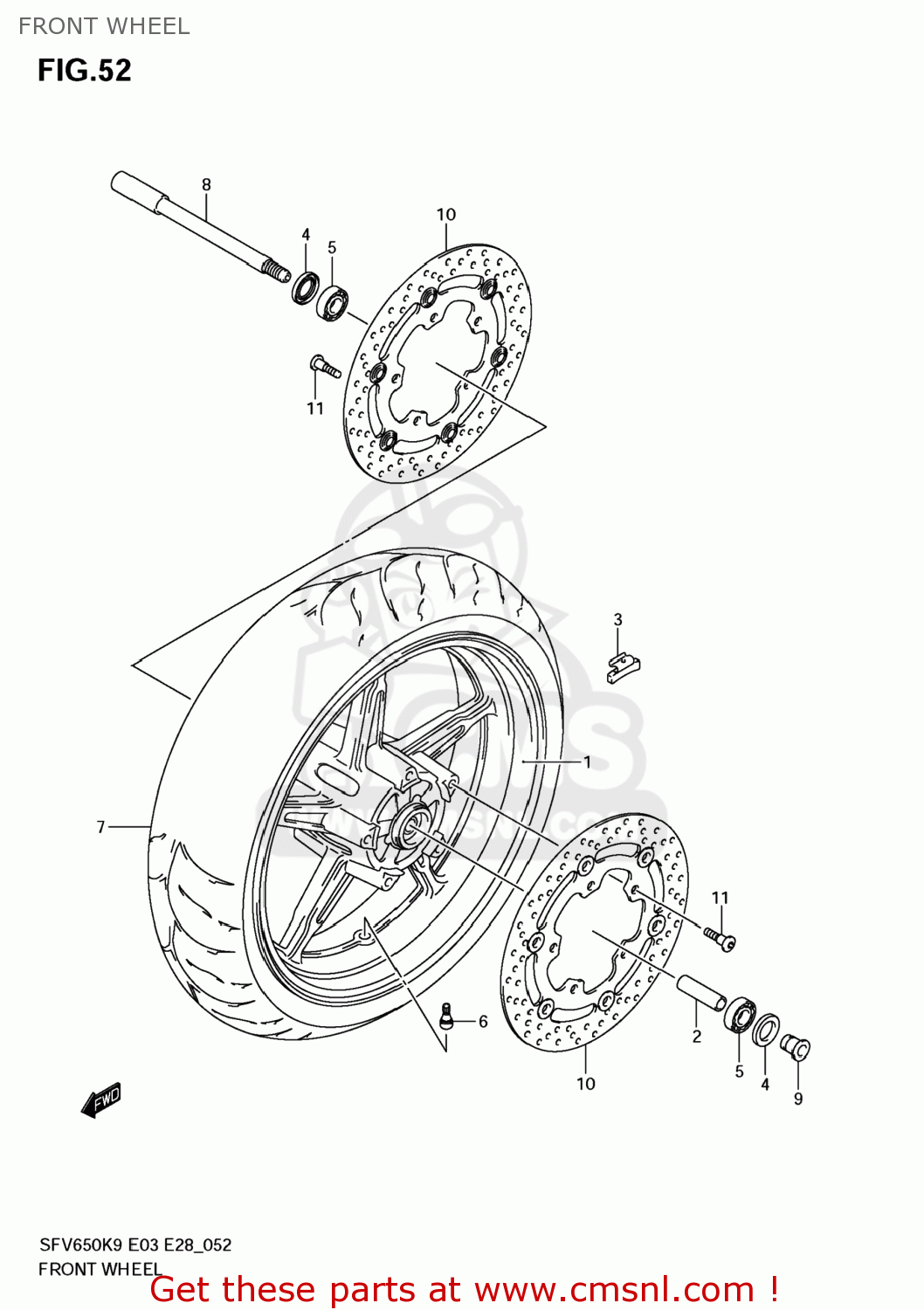 FRONT WHEEL SFV650 GLADIUS 2009 (K9) USA (E03)