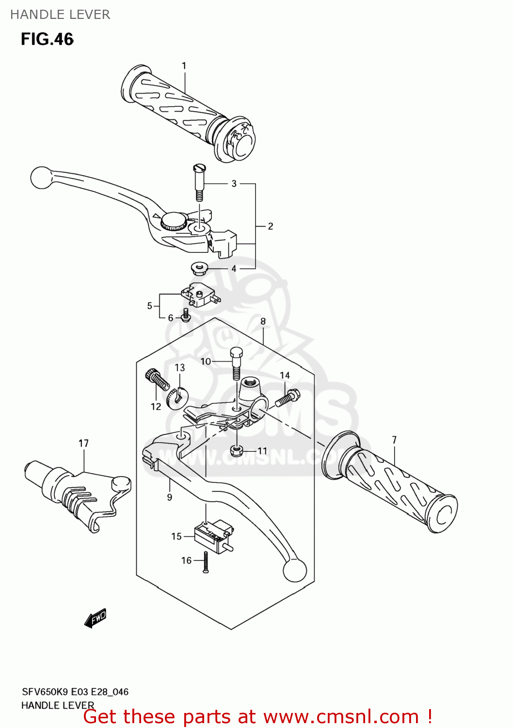 HANDLE LEVER SFV650 GLADIUS 2009 (K9) USA (E03)