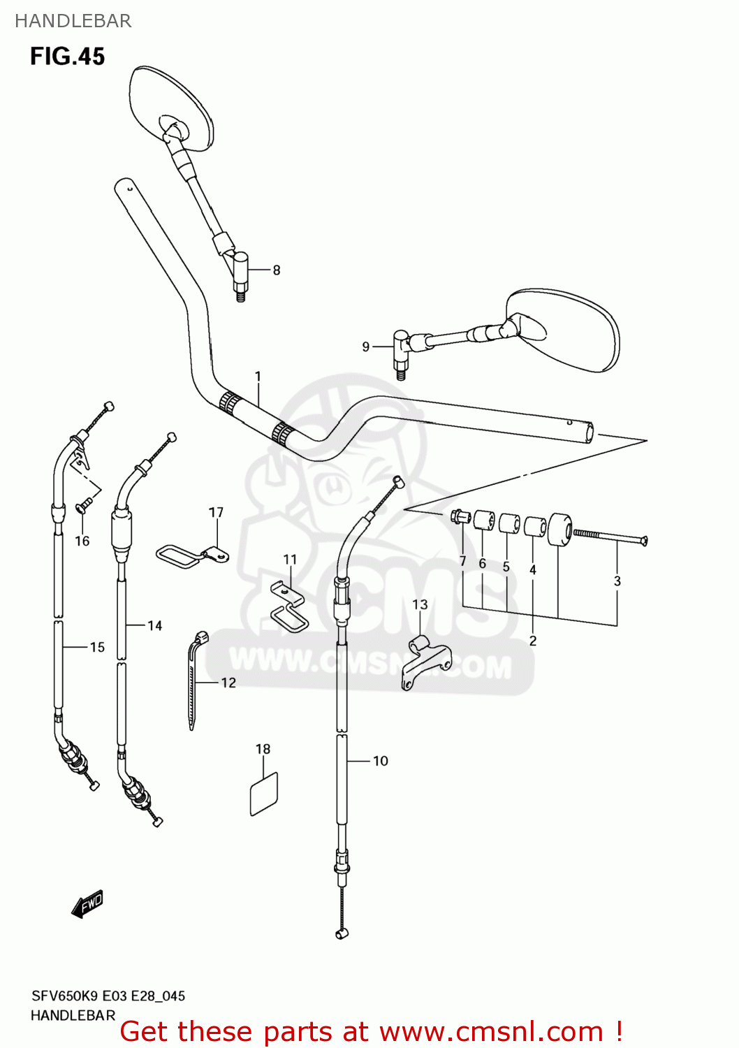 HANDLEBAR SFV650 GLADIUS 2009 (K9) USA (E03)