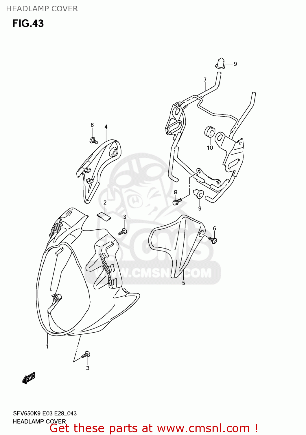 HEADLAMP COVER SFV650 GLADIUS 2009 (K9) USA (E03)