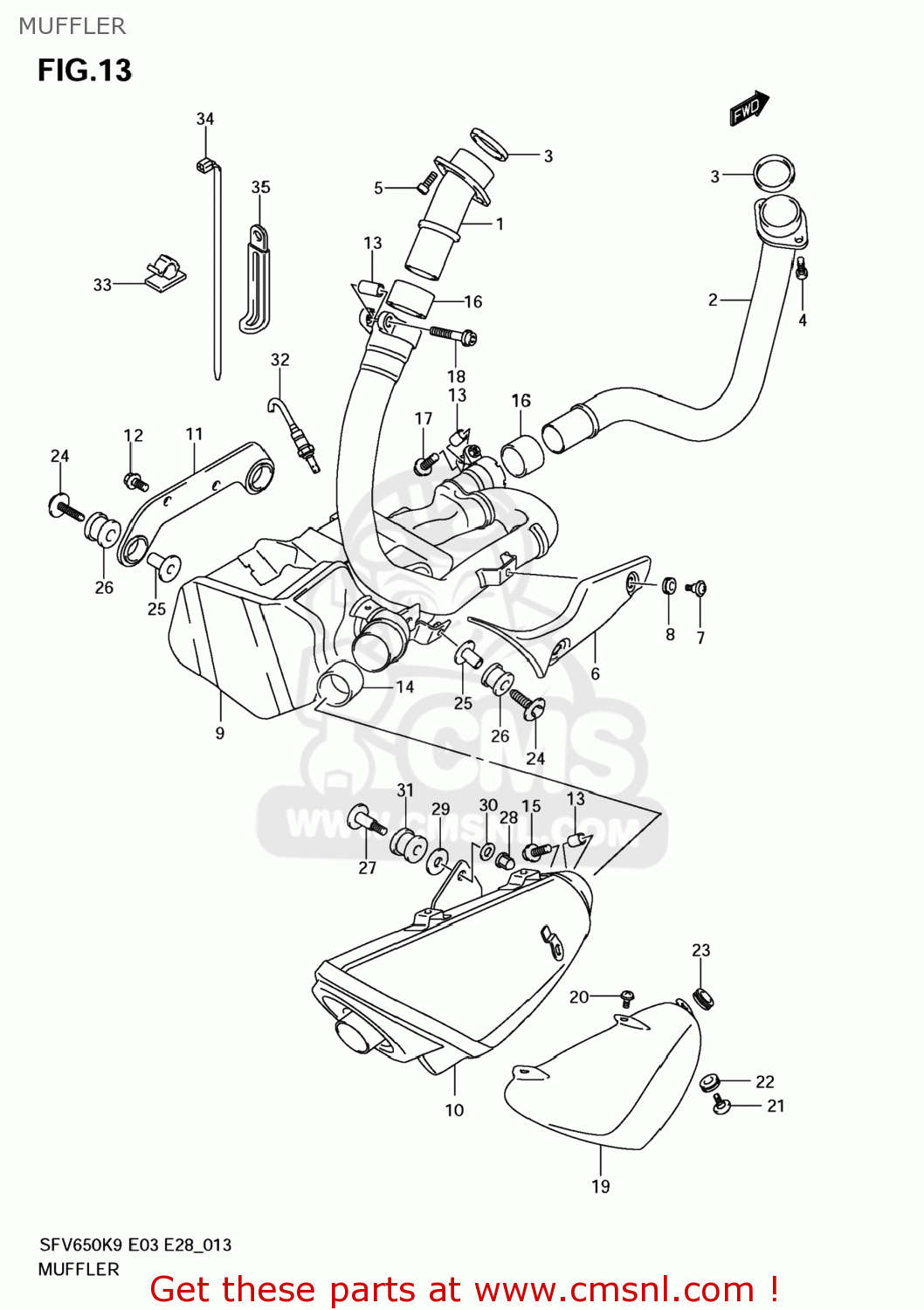 MUFFLER SFV650 GLADIUS 2009 (K9) USA (E03)