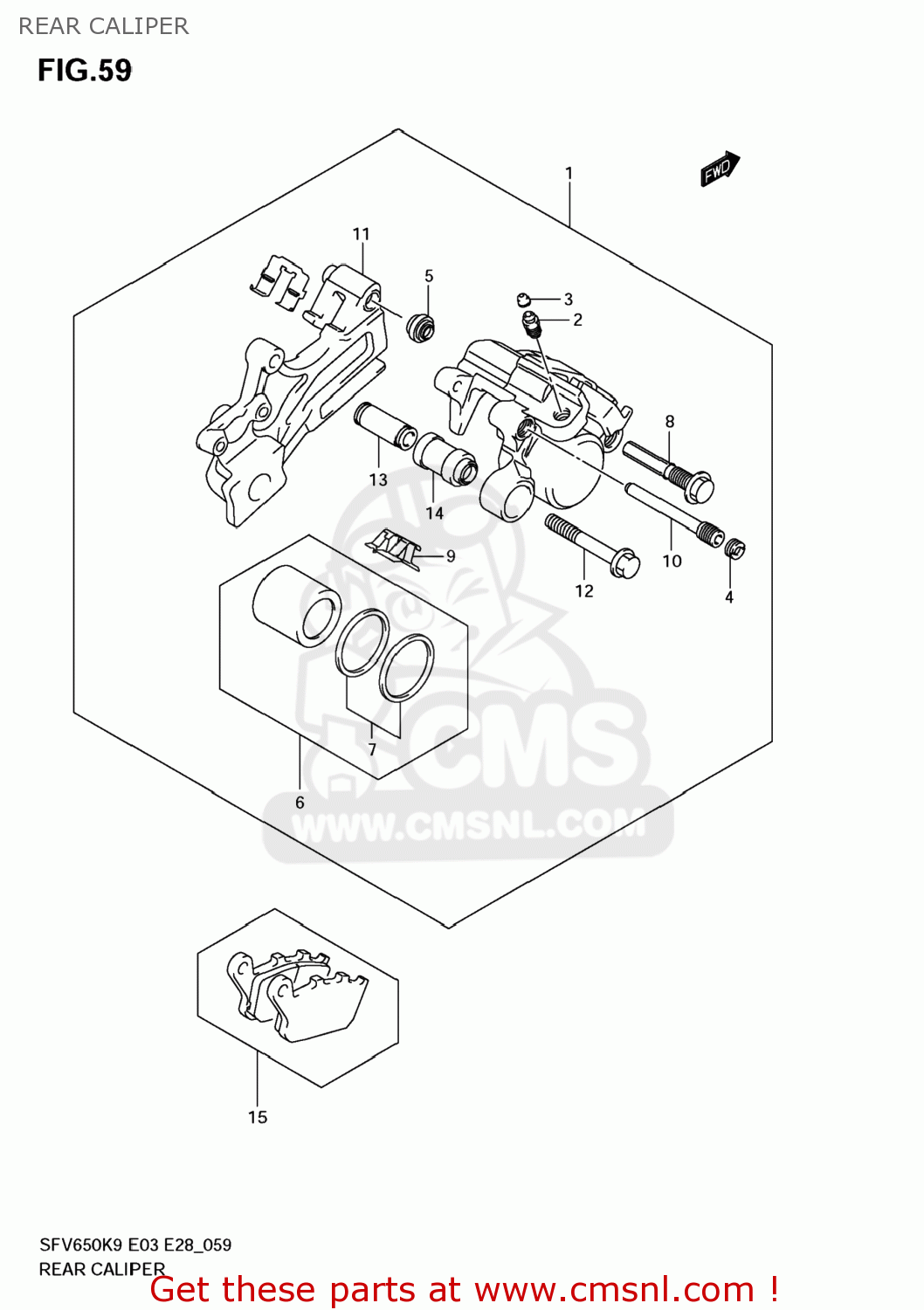 REAR CALIPER SFV650 GLADIUS 2009 (K9) USA (E03)