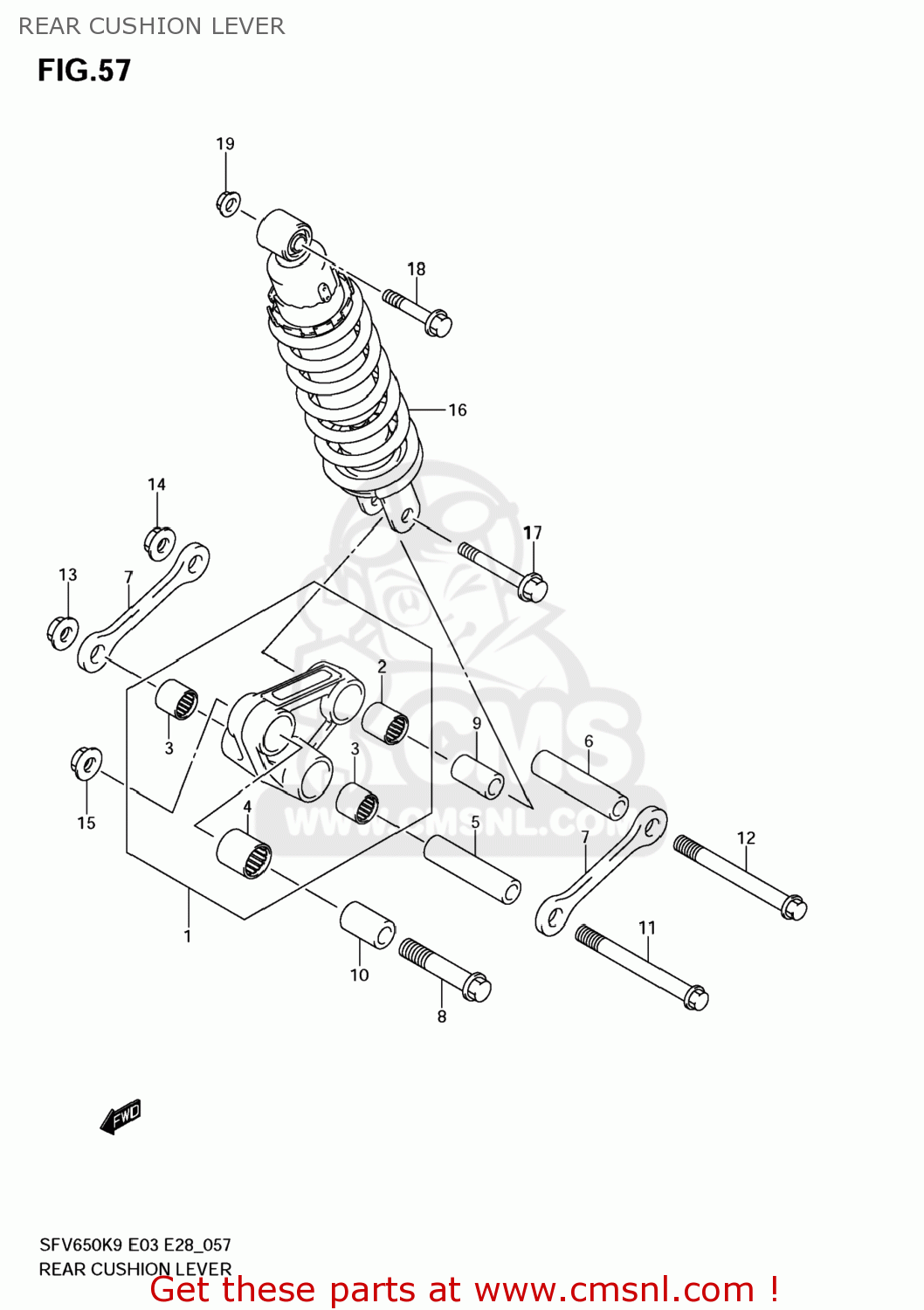 REAR CUSHION LEVER SFV650 GLADIUS 2009 (K9) USA (E03)