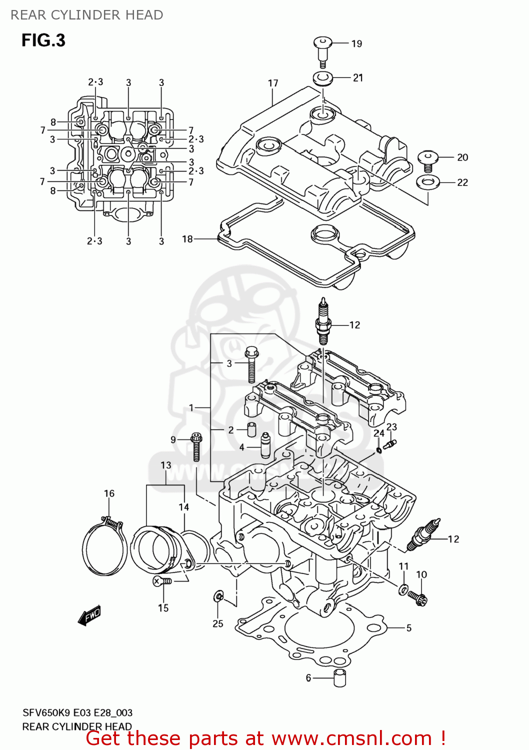 REAR CYLINDER HEAD SFV650 GLADIUS 2009 (K9) USA (E03)