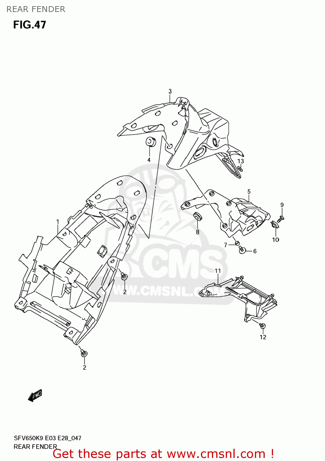 REAR FENDER SFV650 GLADIUS 2009 (K9) USA (E03)