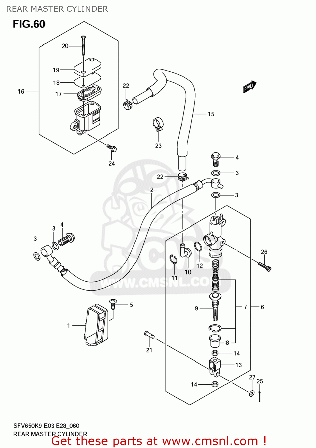 REAR MASTER CYLINDER SFV650 GLADIUS 2009 (K9) USA (E03)