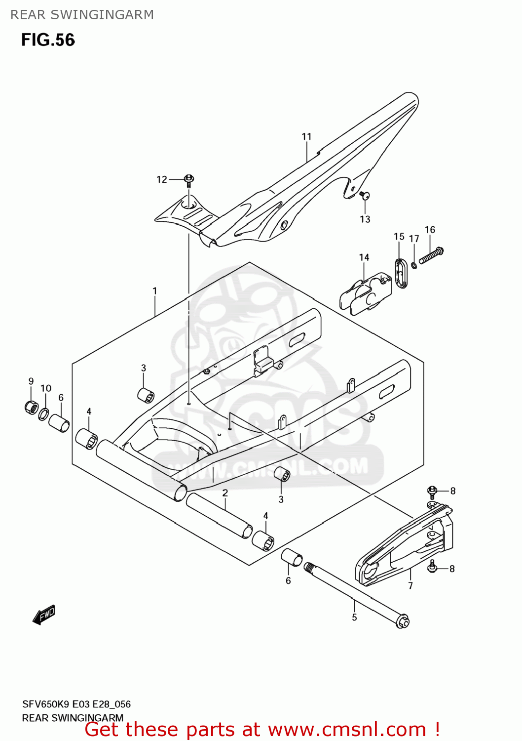 REAR SWINGINGARM SFV650 GLADIUS 2009 (K9) USA (E03)