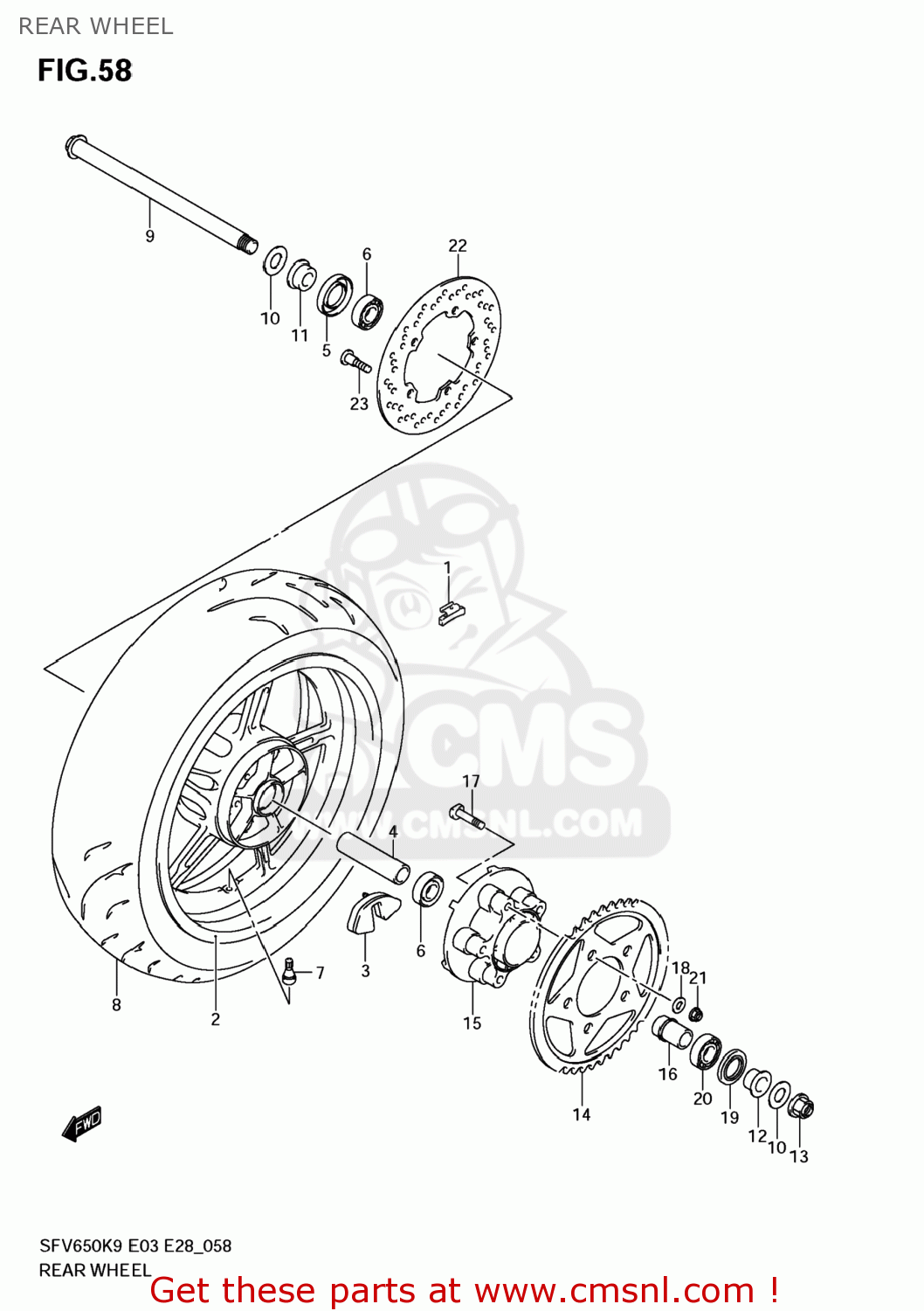 REAR WHEEL SFV650 GLADIUS 2009 (K9) USA (E03)