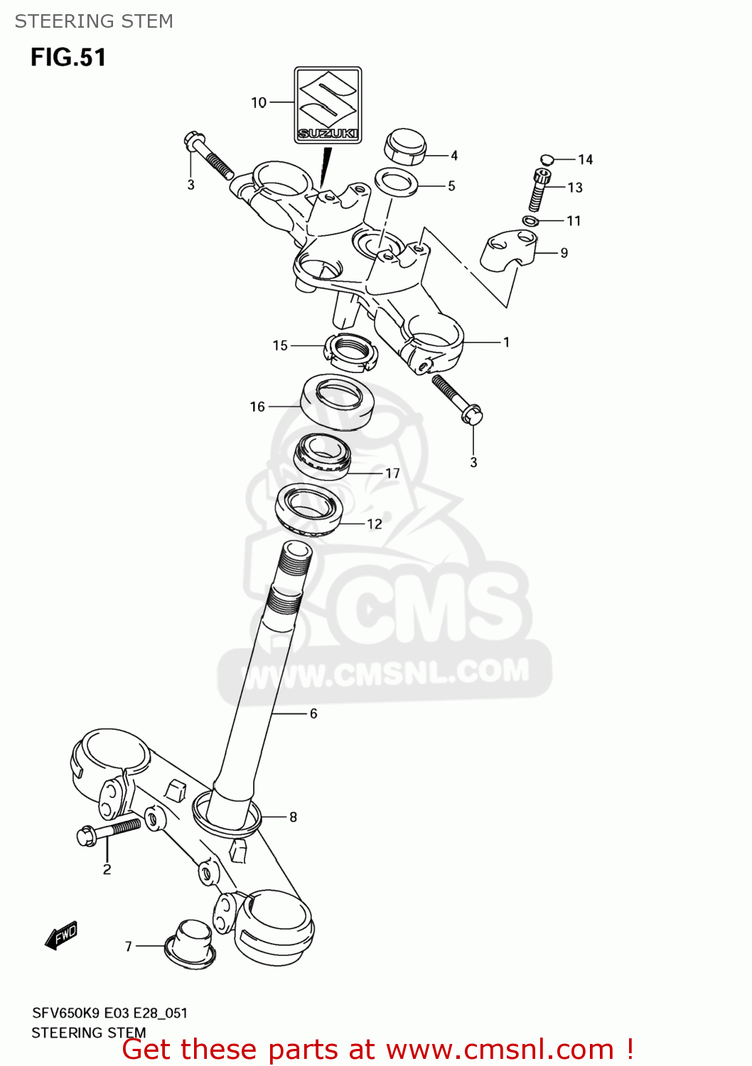 STEERING STEM SFV650 GLADIUS 2009 (K9) USA (E03)