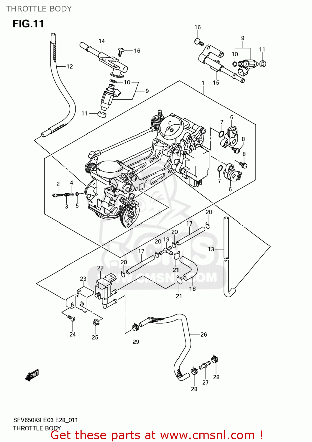 THROTTLE BODY SFV650 GLADIUS 2009 (K9) USA (E03)