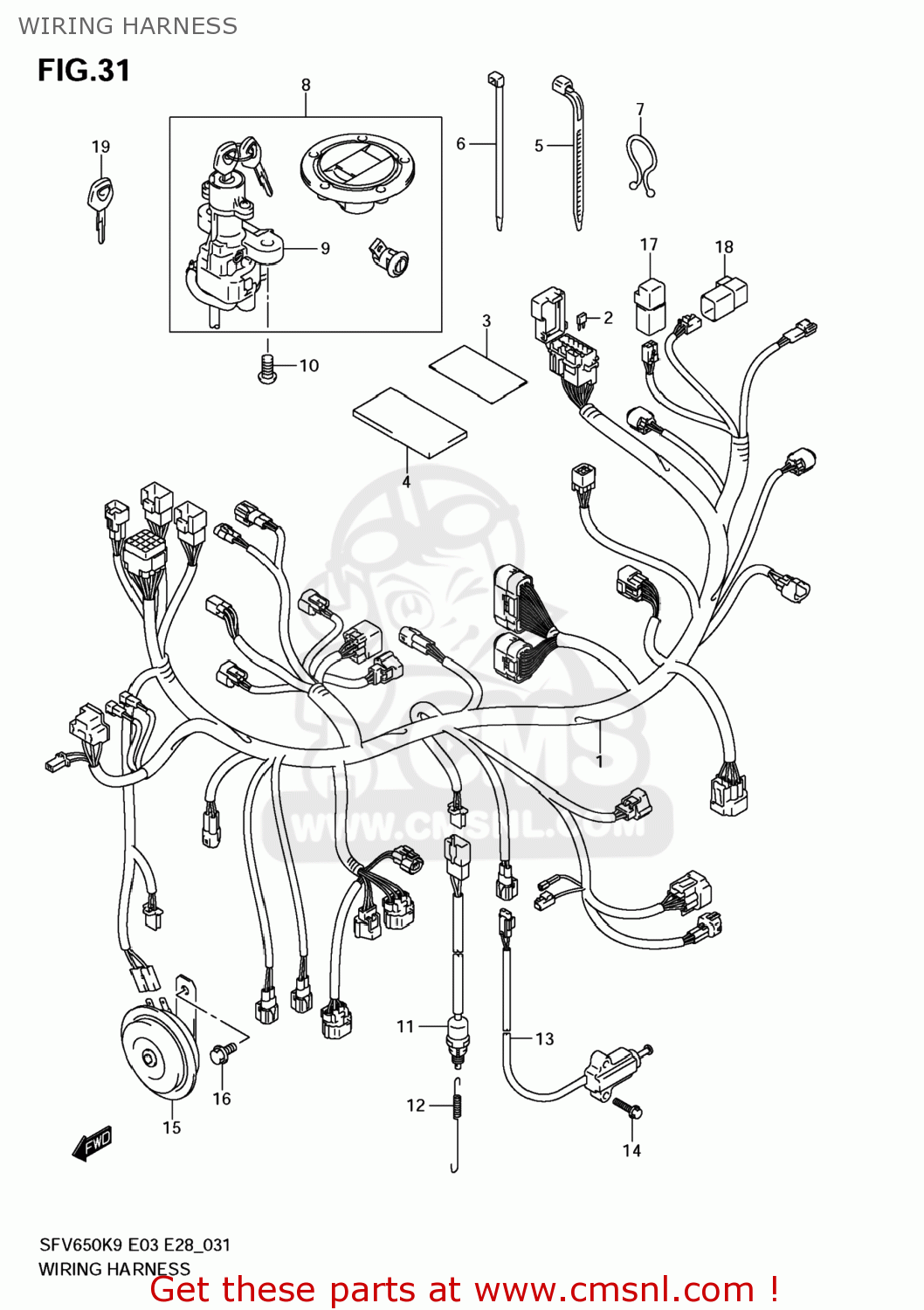 WIRING HARNESS SFV650 GLADIUS 2009 (K9) USA (E03)