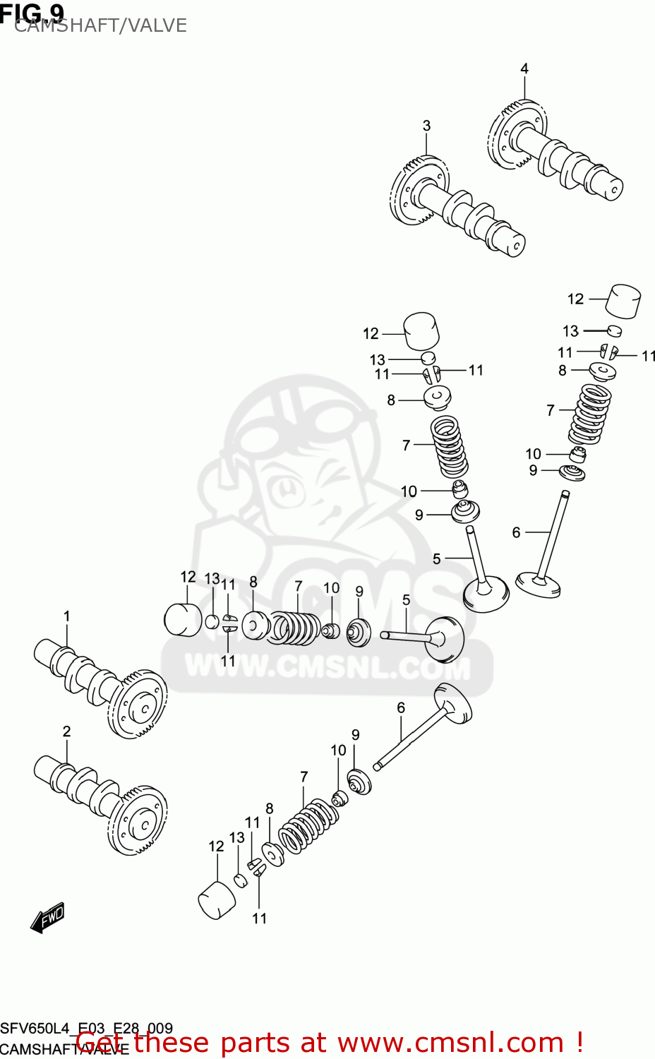 CAMSHAFT/VALVE SFV650 GLADIUS 2014 (L4) USA (E03)