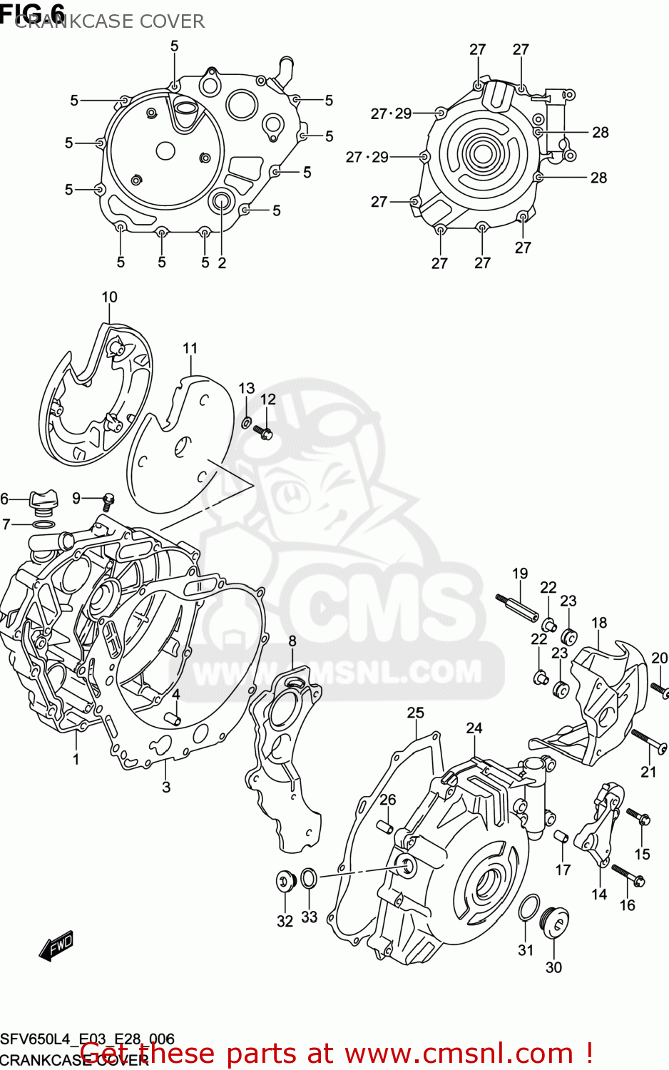 CRANKCASE COVER SFV650 GLADIUS 2014 (L4) USA (E03)
