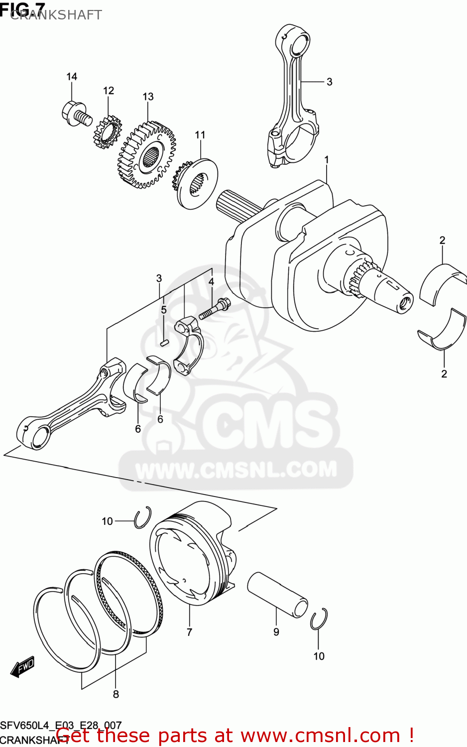 CRANKSHAFT SFV650 GLADIUS 2014 (L4) USA (E03)