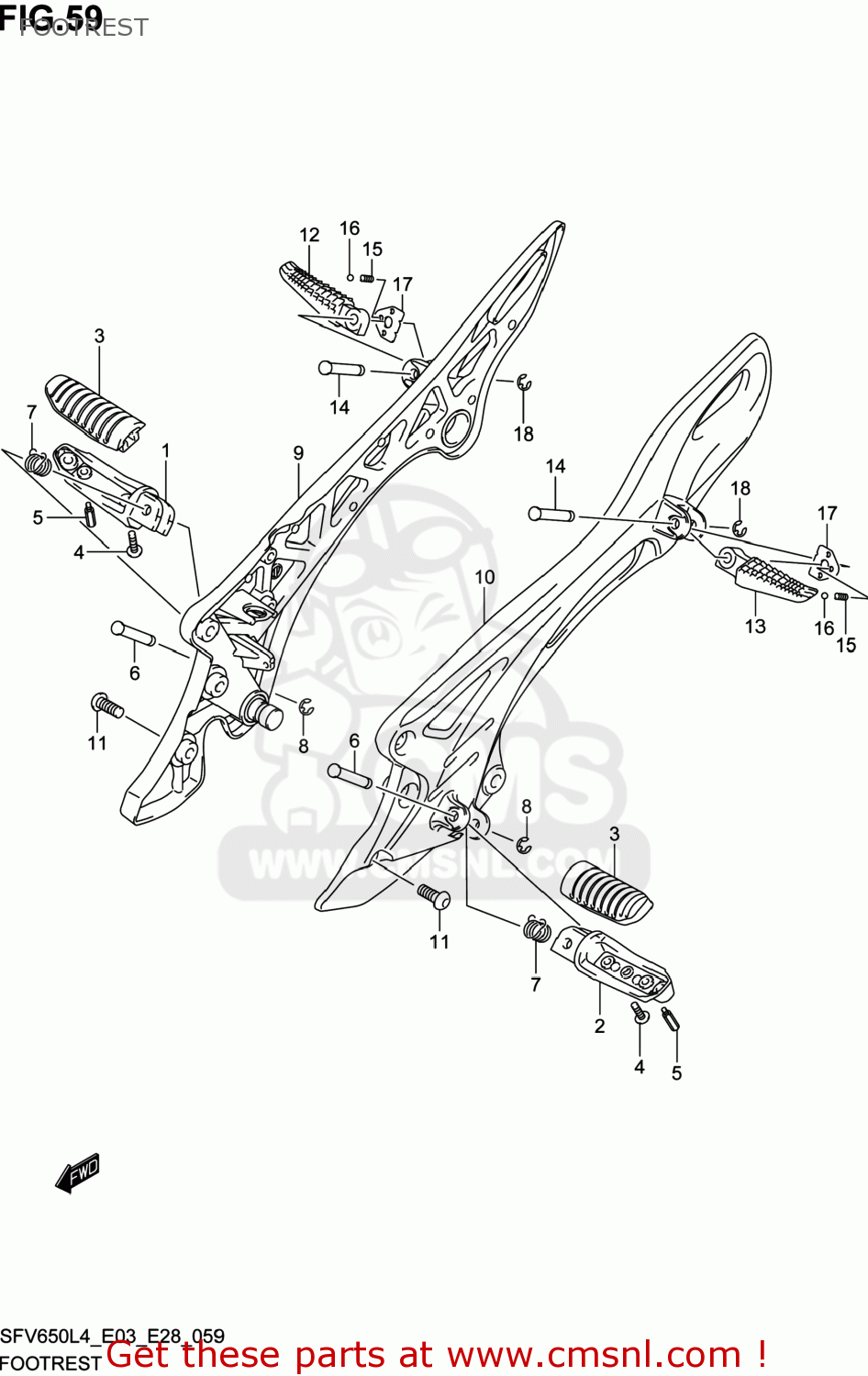 FOOTREST SFV650 GLADIUS 2014 (L4) USA (E03)