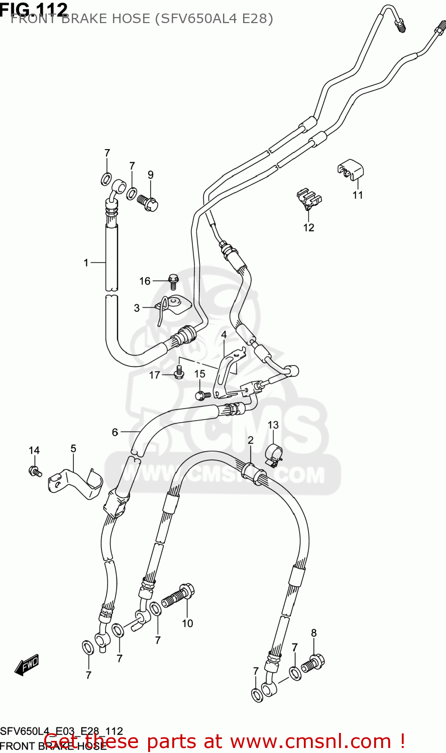 FRONT BRAKE HOSE (SFV650AL4 E28) SFV650 GLADIUS 2014 (L4) USA (E03)