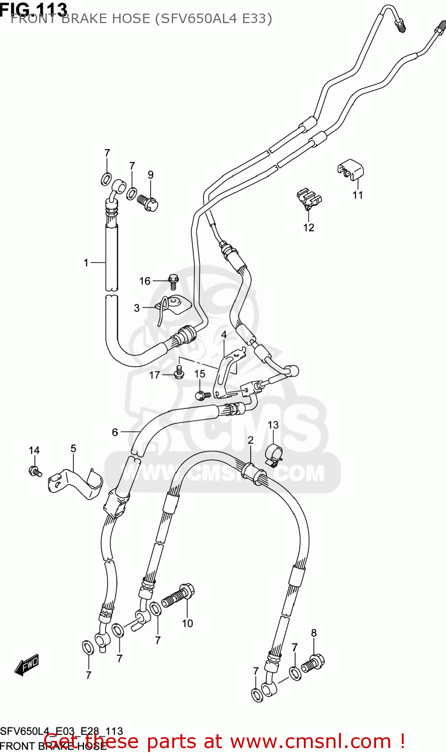 FRONT BRAKE HOSE (SFV650AL4 E33) SFV650 GLADIUS 2014 (L4) USA (E03)