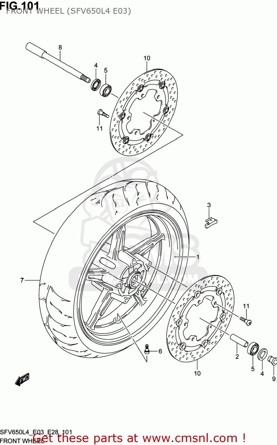 FRONT WHEEL (SFV650L4 E03) SFV650 GLADIUS 2014 (L4) USA (E03)