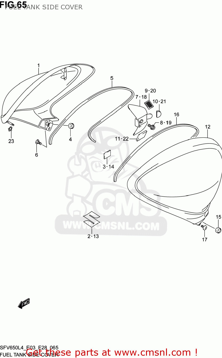 FUEL TANK SIDE COVER SFV650 GLADIUS 2014 (L4) USA (E03)