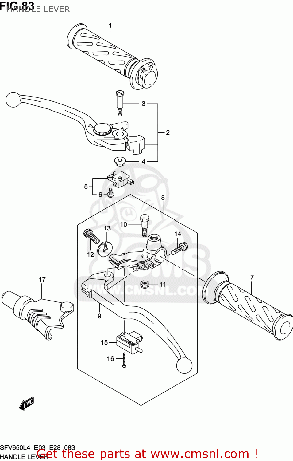 HANDLE LEVER SFV650 GLADIUS 2014 (L4) USA (E03)