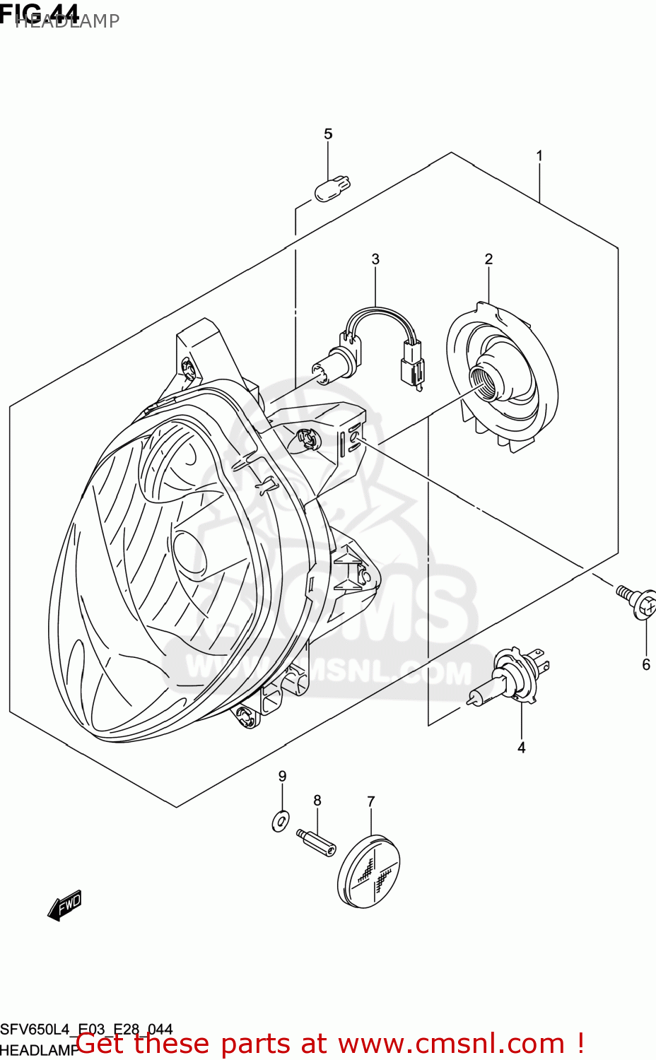 HEADLAMP SFV650 GLADIUS 2014 (L4) USA (E03)
