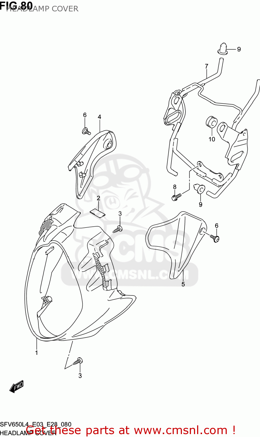 HEADLAMP COVER SFV650 GLADIUS 2014 (L4) USA (E03)